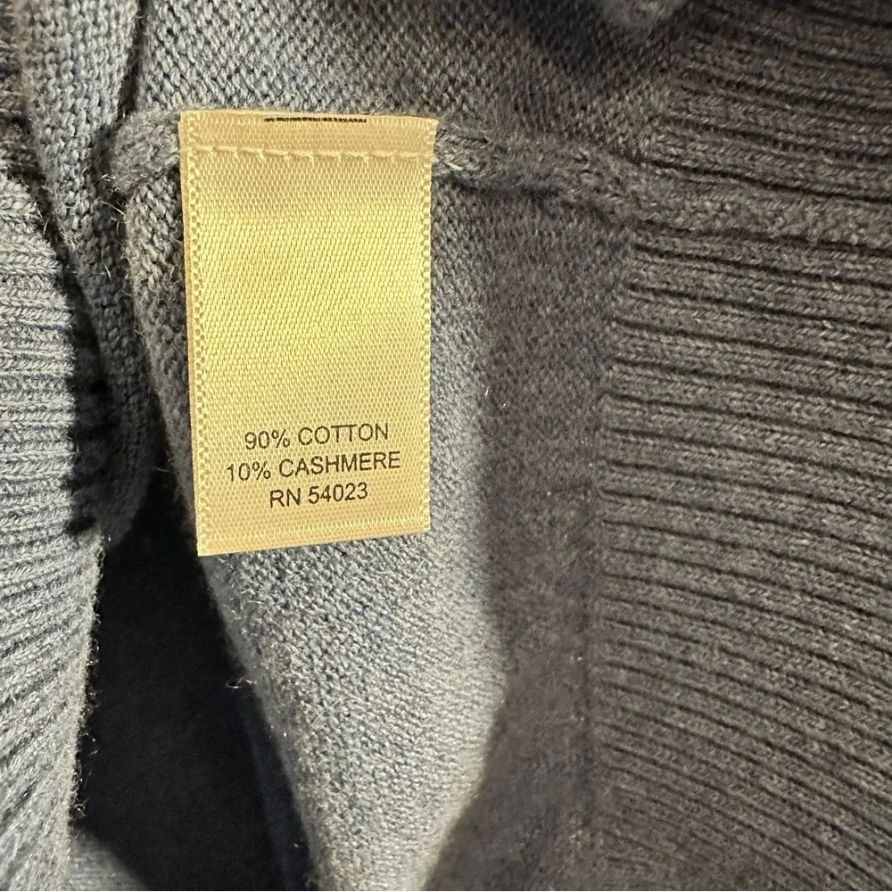 Banana Republic Cotton Cashmere Men's Blue Heather V-Neck Sweater